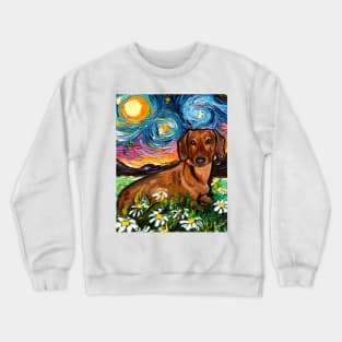 Brown Shorthair Dachshund Night 2 Crewneck Sweatshirt